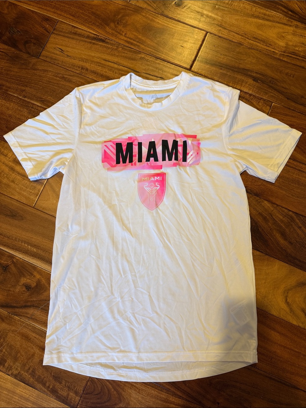 adidas White with Pink Inter Miami tee, small, NWOT